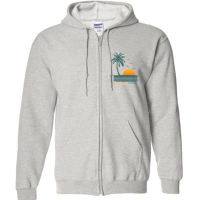 California Palm Tree Sunset Beach Full Zip Hoodie