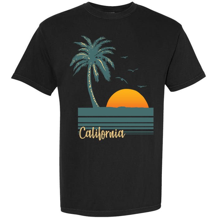 California Palm Tree Sunset Beach Garment-Dyed Heavyweight T-Shirt