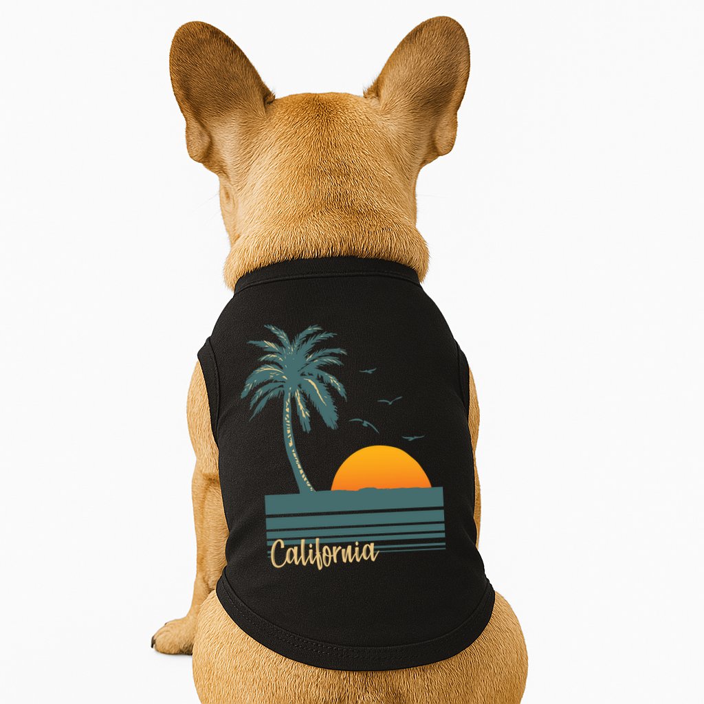 California Palm Tree Sunset Beach Doggie Tank