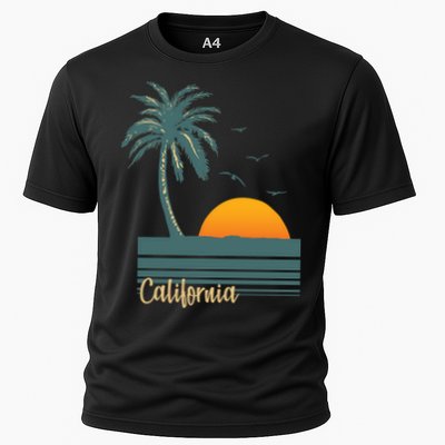 California Palm Tree Sunset Beach Performance Shirt