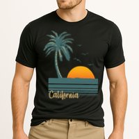 California Palm Tree Sunset Beach Cooling Performance Crew T-Shirt