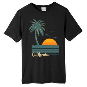 California Palm Tree Sunset Beach Tall Fusion ChromaSoft Performance T-Shirt