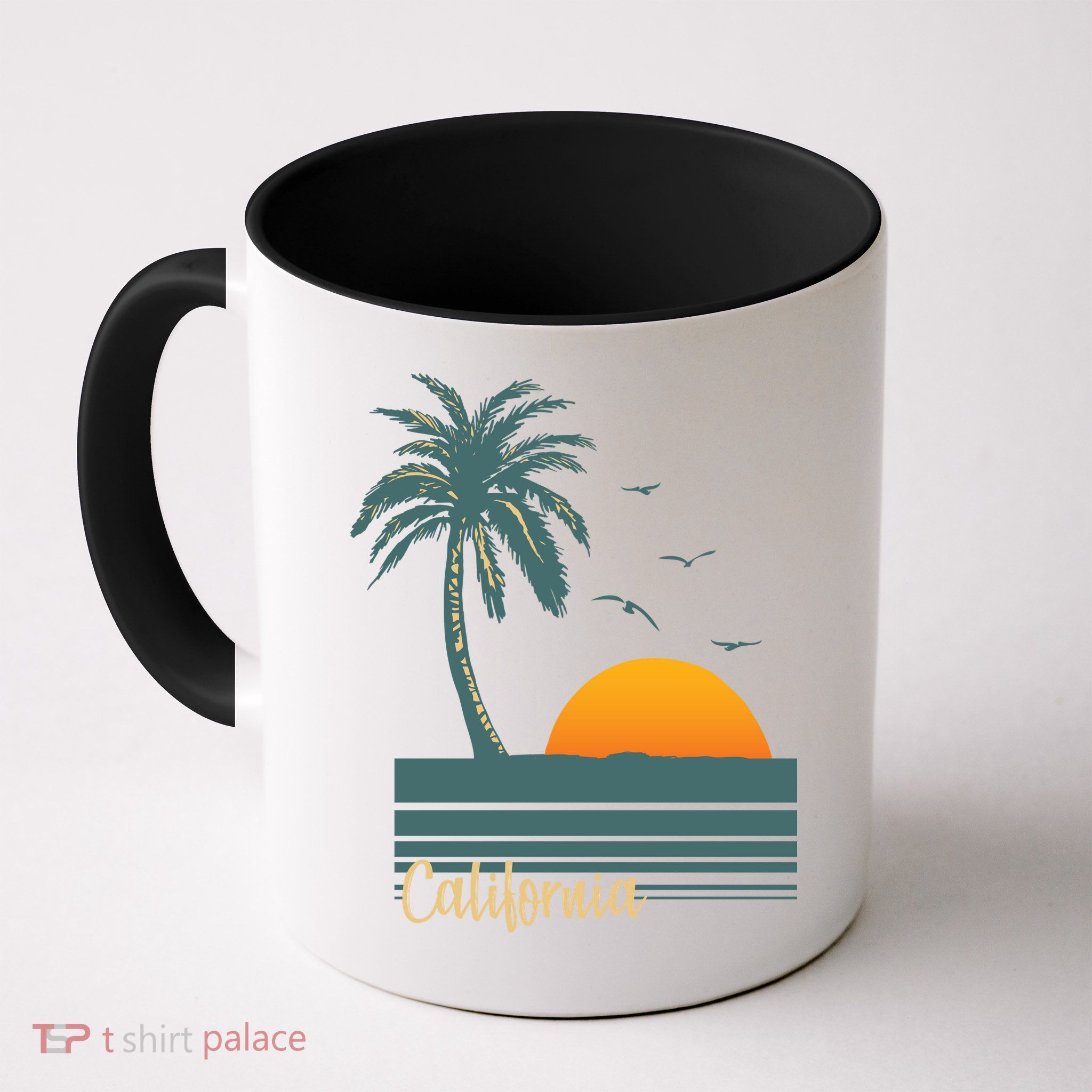 California Palm Tree Sunset Beach Mug