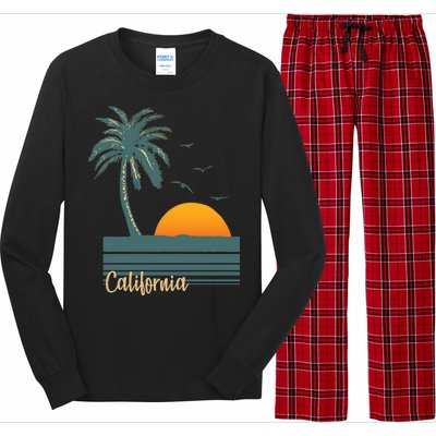 California Palm Tree Sunset Beach Long Sleeve Pajama Set