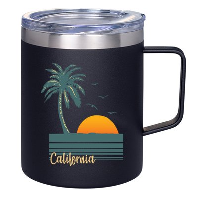 California Palm Tree Sunset Beach 12oz Stainless Steel Coffee Mug