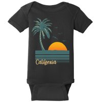 California Palm Tree Sunset Beach Baby Bodysuit