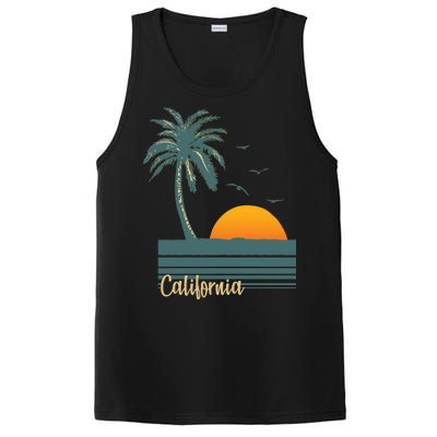 California Palm Tree Sunset Beach PosiCharge Competitor Tank