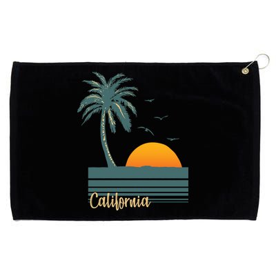 California Palm Tree Sunset Beach Grommeted Golf Towel