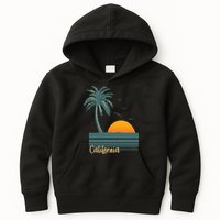 California Palm Tree Sunset Beach Kids Hoodie