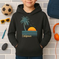 California Palm Tree Sunset Beach Kids Hoodie