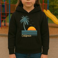 California Palm Tree Sunset Beach Kids Hoodie