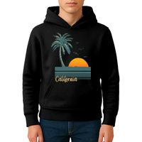 California Palm Tree Sunset Beach Kids Hoodie
