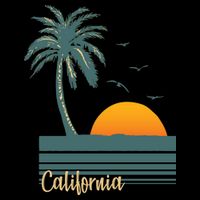 California Palm Tree Sunset Beach Kids Hoodie