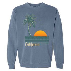 California Palm Tree Sunset Beach Garment-Dyed Sweatshirt