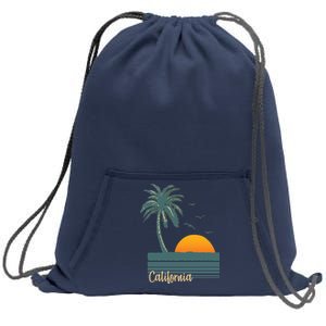 California Palm Tree Sunset Beach Sweatshirt Cinch Pack Bag