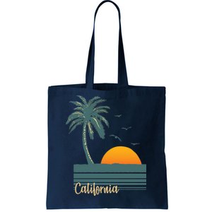 California Palm Tree Sunset Beach Tote Bag