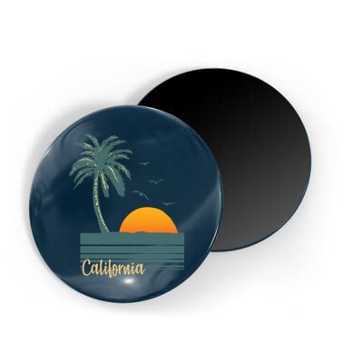 California Palm Tree Sunset Beach Magnet