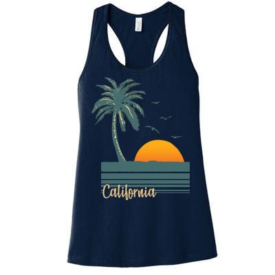 California Palm Tree Sunset Beach Women's Racerback Tank