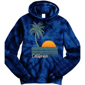 California Palm Tree Sunset Beach Tie Dye Hoodie