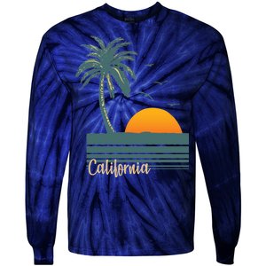 California Palm Tree Sunset Beach Tie-Dye Long Sleeve Shirt