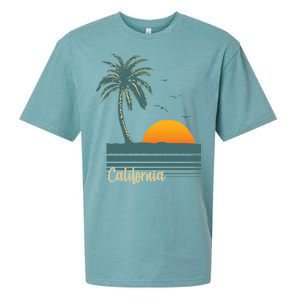 California Palm Tree Sunset Beach Sueded Cloud Jersey T-Shirt