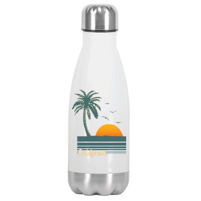 California Palm Tree Sunset Beach Stainless Steel Insulated Water Bottle