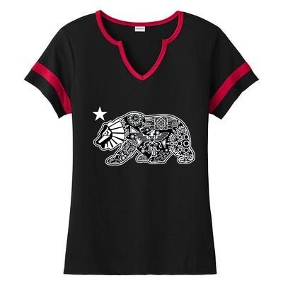 California Republic Aztec Bear Ladies Halftime Notch Neck Tee