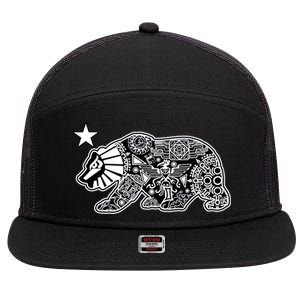 California Republic Aztec Bear 7 Panel Mesh Trucker Snapback Hat