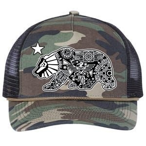 California Republic Aztec Bear Retro Rope Trucker Hat Cap