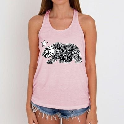 California Republic Aztec Bear Women's Knotted Racerback Tank