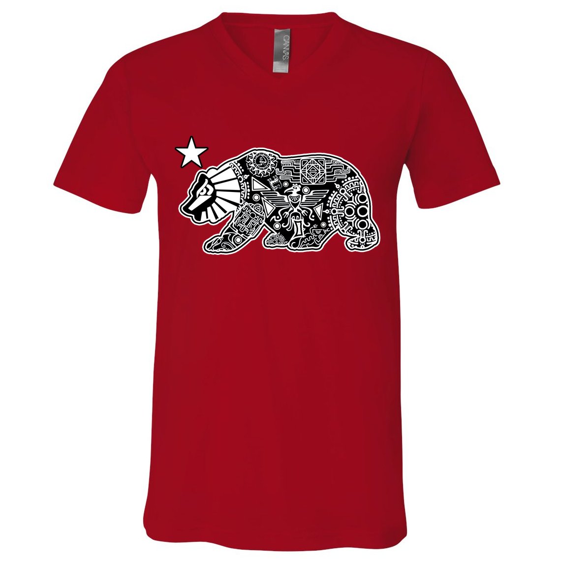 California Republic Aztec Bear V-Neck T-Shirt