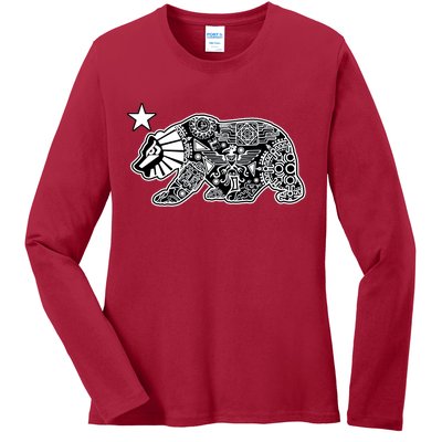 California Republic Aztec Bear Ladies Long Sleeve Shirt