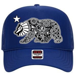 California Republic Aztec Bear High Crown Mesh Back Trucker Hat