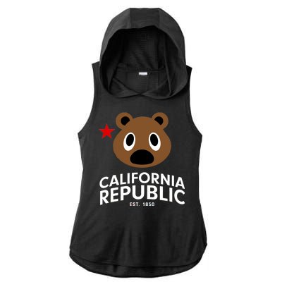 California Republic Bear Est. 1850 Ladies PosiCharge Tri-Blend Wicking Draft Hoodie Tank