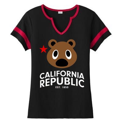 California Republic Bear Est. 1850 Ladies Halftime Notch Neck Tee