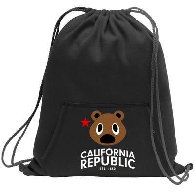 California Republic Bear Est. 1850 Sweatshirt Cinch Pack Bag