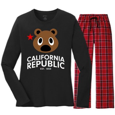 California Republic Bear Est. 1850 Women's Long Sleeve Flannel Pajama Set 