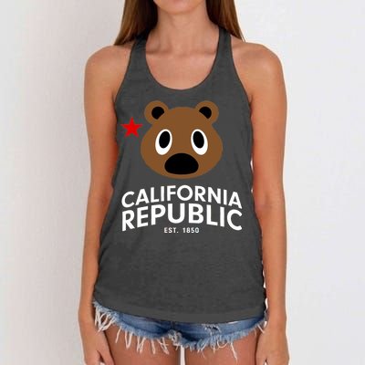 California Republic Bear Est. 1850 Women's Knotted Racerback Tank