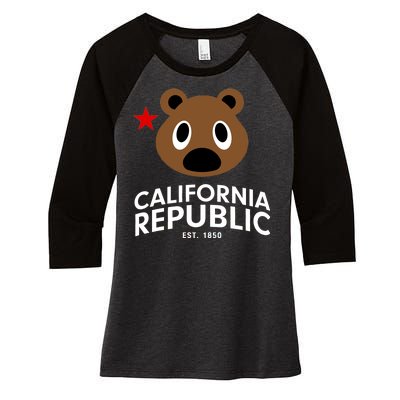 California Republic Bear Est. 1850 Women's Tri-Blend 3/4-Sleeve Raglan Shirt