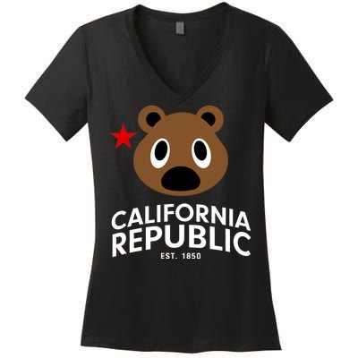 California Republic Bear Est. 1850 Women's V-Neck T-Shirt