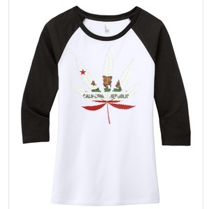 California Republic: Cali Weed Women's Tri-Blend 3/4-Sleeve Raglan Shirt