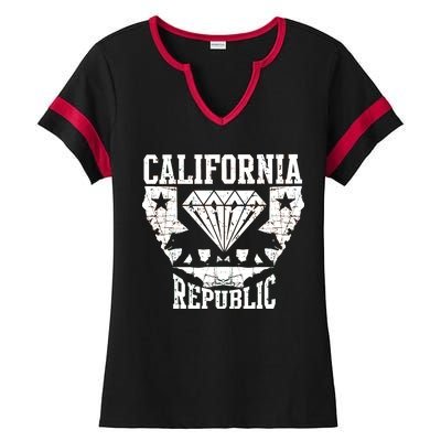 California Republic Diamond State Bear Ladies Halftime Notch Neck Tee