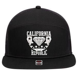 California Republic Diamond State Bear 7 Panel Mesh Trucker Snapback Hat