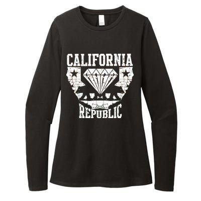 California Republic Diamond State Bear Womens CVC Long Sleeve Shirt