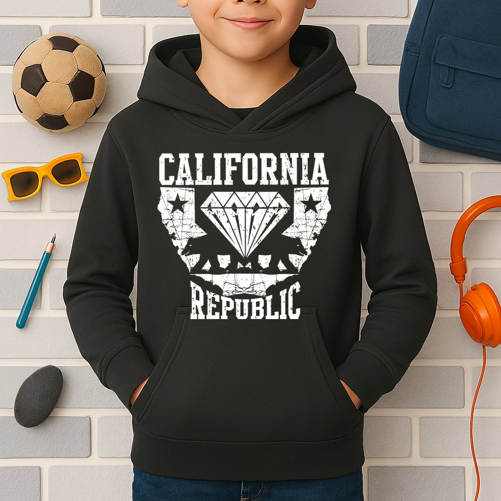 California Republic Diamond State Bear Kids Hoodie