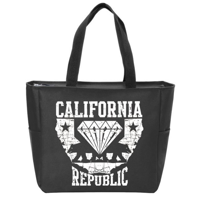 California Republic Diamond State Bear Zip Tote Bag