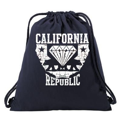 California Republic Diamond State Bear Drawstring Bag