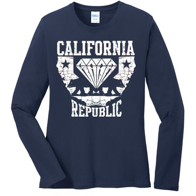 California Republic Diamond State Bear Ladies Long Sleeve Shirt