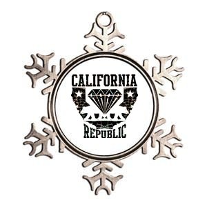 California Republic Diamond State Bear Metallic Star Ornament