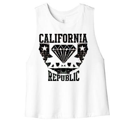 California Republic Diamond State Bear Women's Racerback Cropped Tank